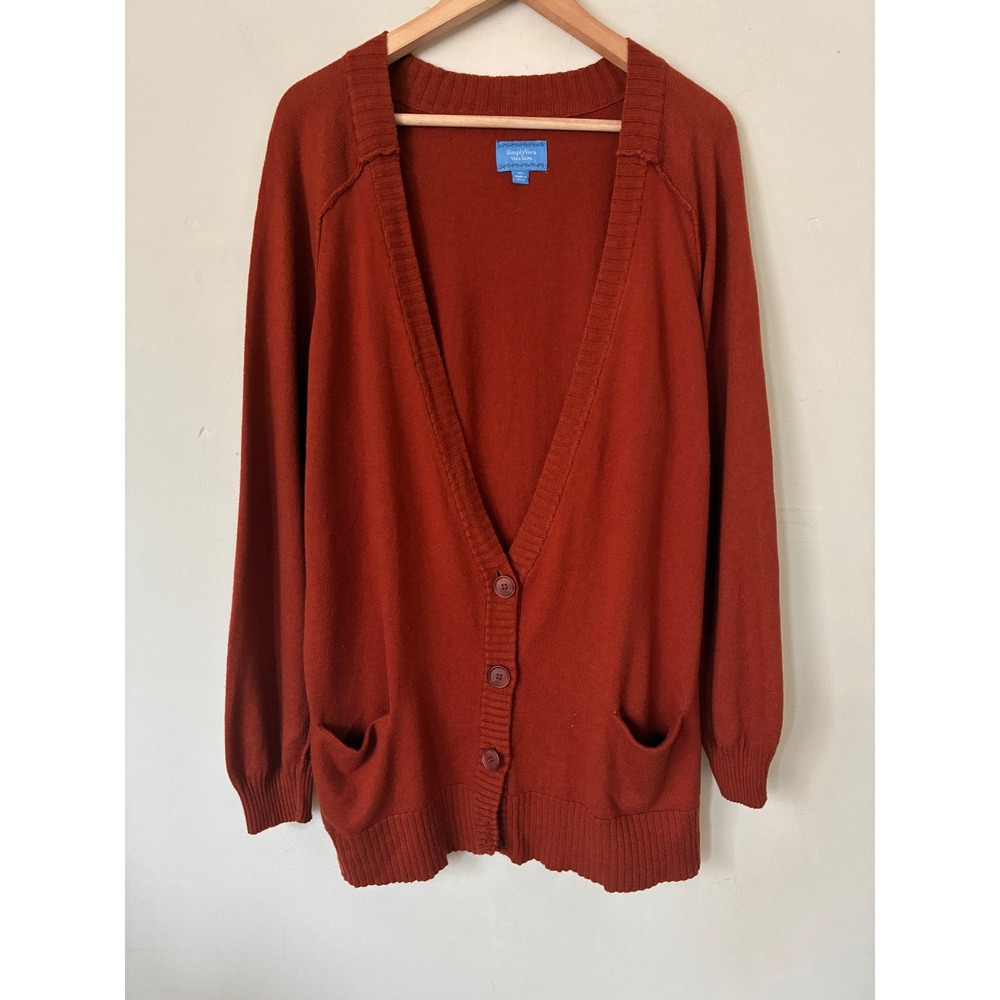 Simply Vera Vera Wang Rust Orange Wool Blend Cardigan Sweater XL Cottagecore - Picture 6 of 7